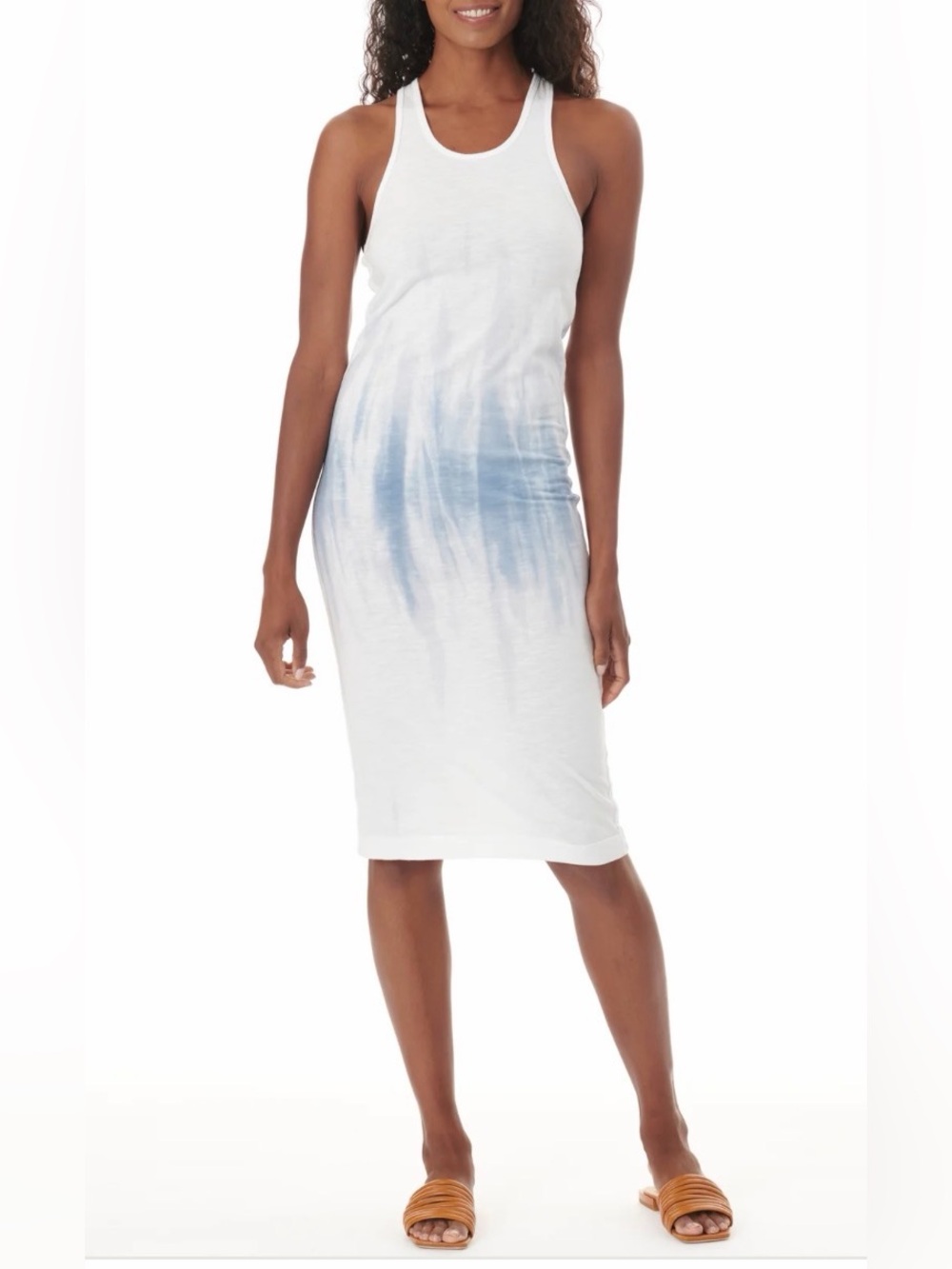 Splendid Alessia White RacerbackTank Midi Dress with Light Blue Ombre